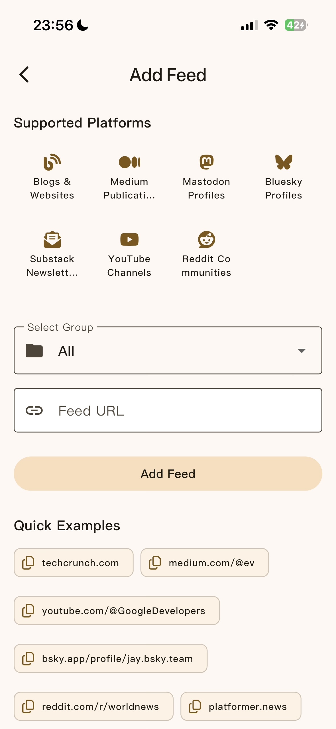 Add Feed Interface