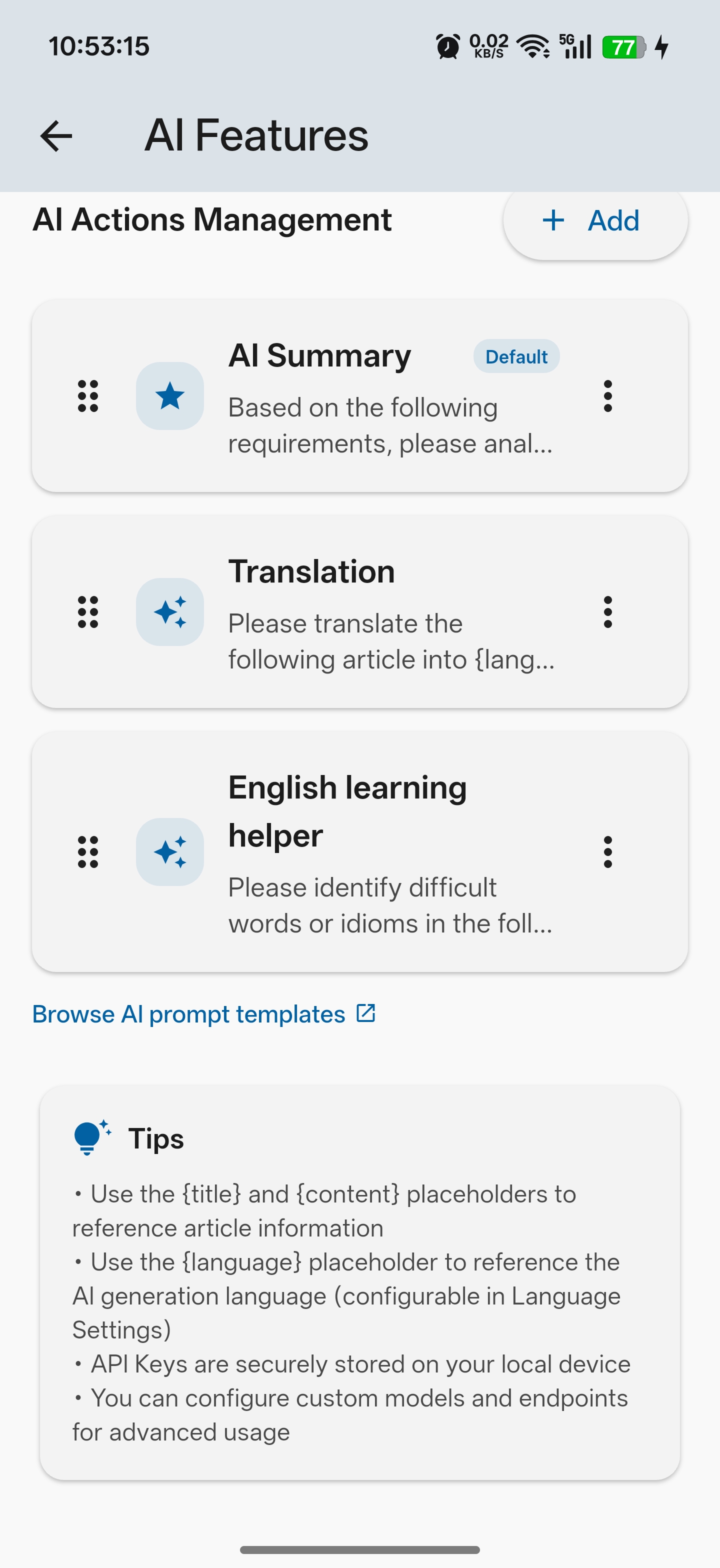 Customized AI Actions